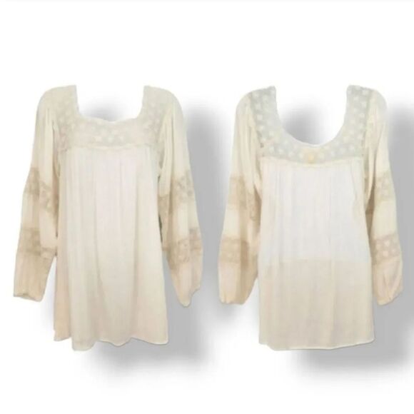 NEW Vintage 90's Denim & Supply Ralph Lauren Crochet Crepe Boho Blouse Size M - Picture 1 of 9